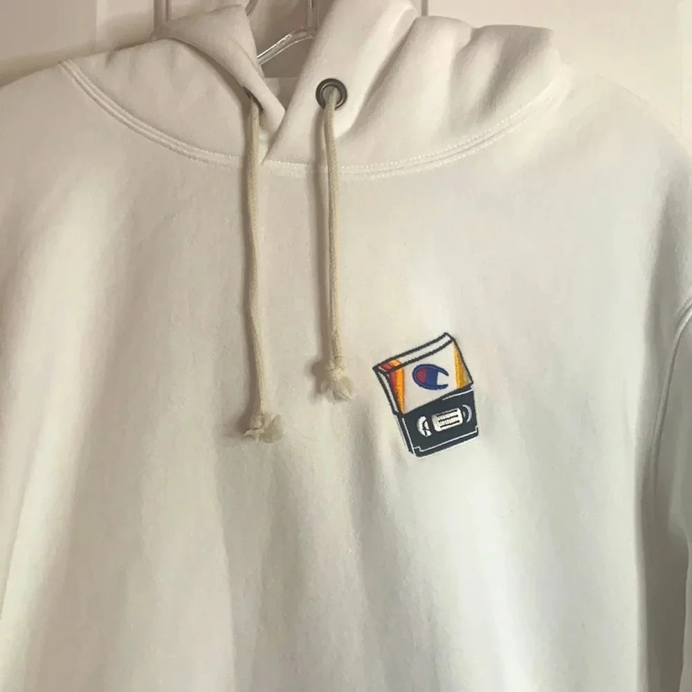 NWOT men’s Champion from Percival of London embroidered white hoodie sz XL - Picture 8 of 8